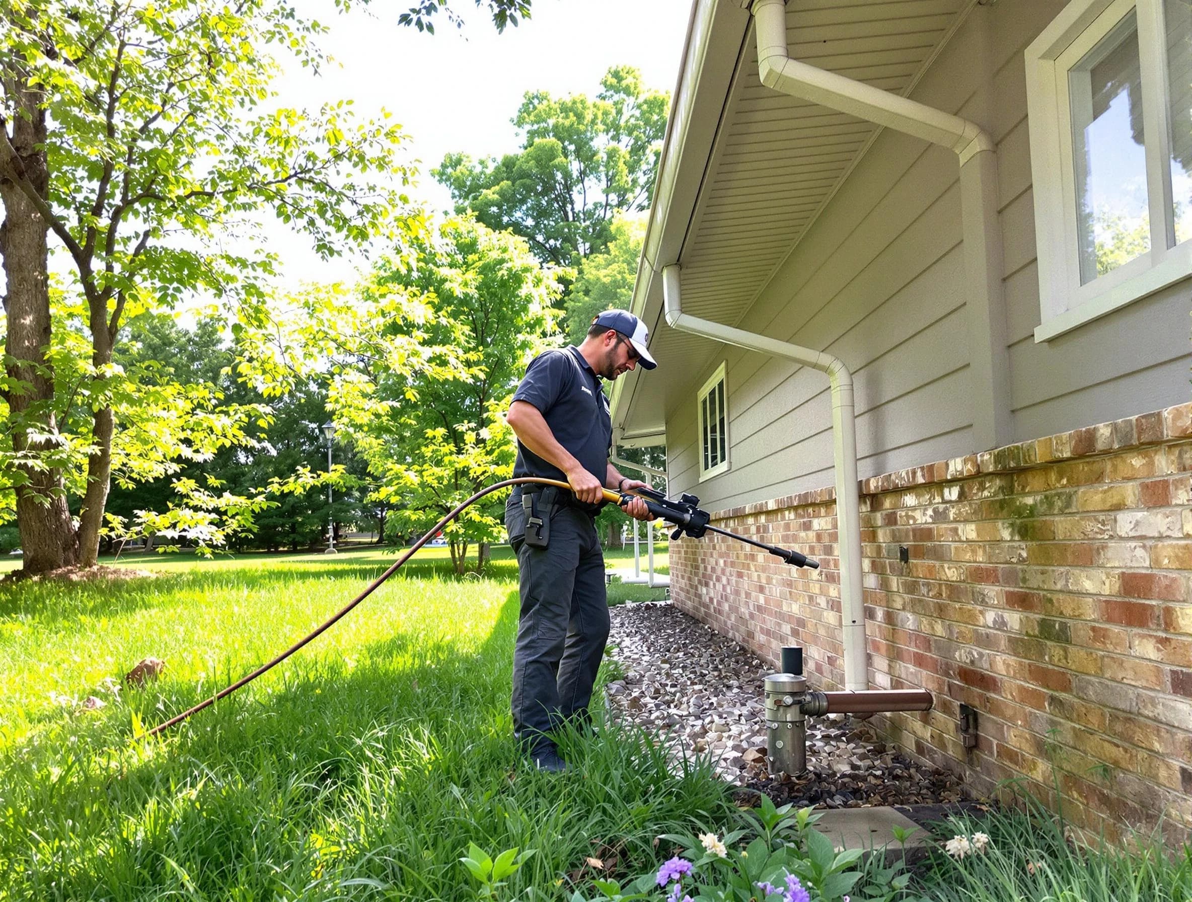 Willowick Roofing Company removing debris from a downspout in Willowick, OH