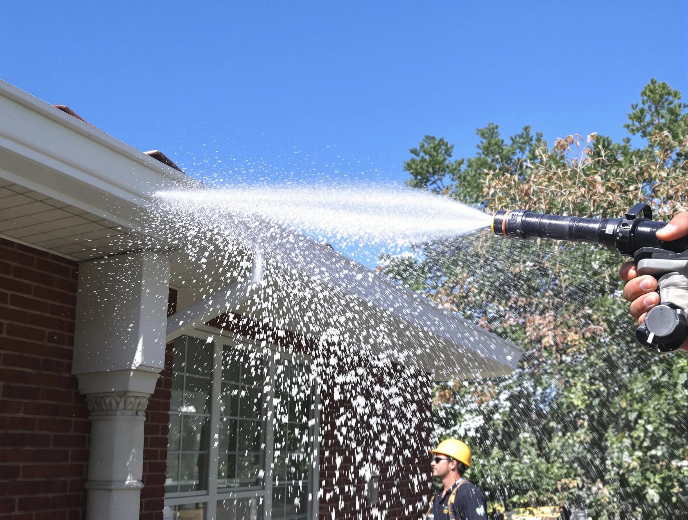 Cleared downspout by Willowick Roofing Company ensuring unrestricted flow in Willowick, OH