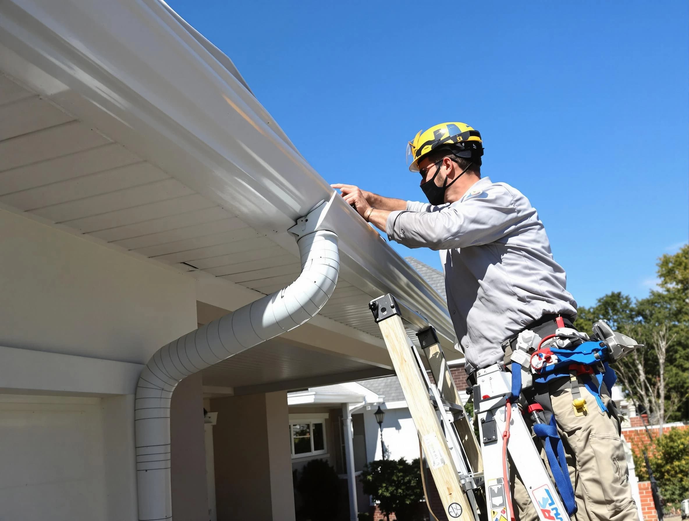 Close-up on a freshly sealed gutter joint by Willowick Roofing Company in Willowick, OH