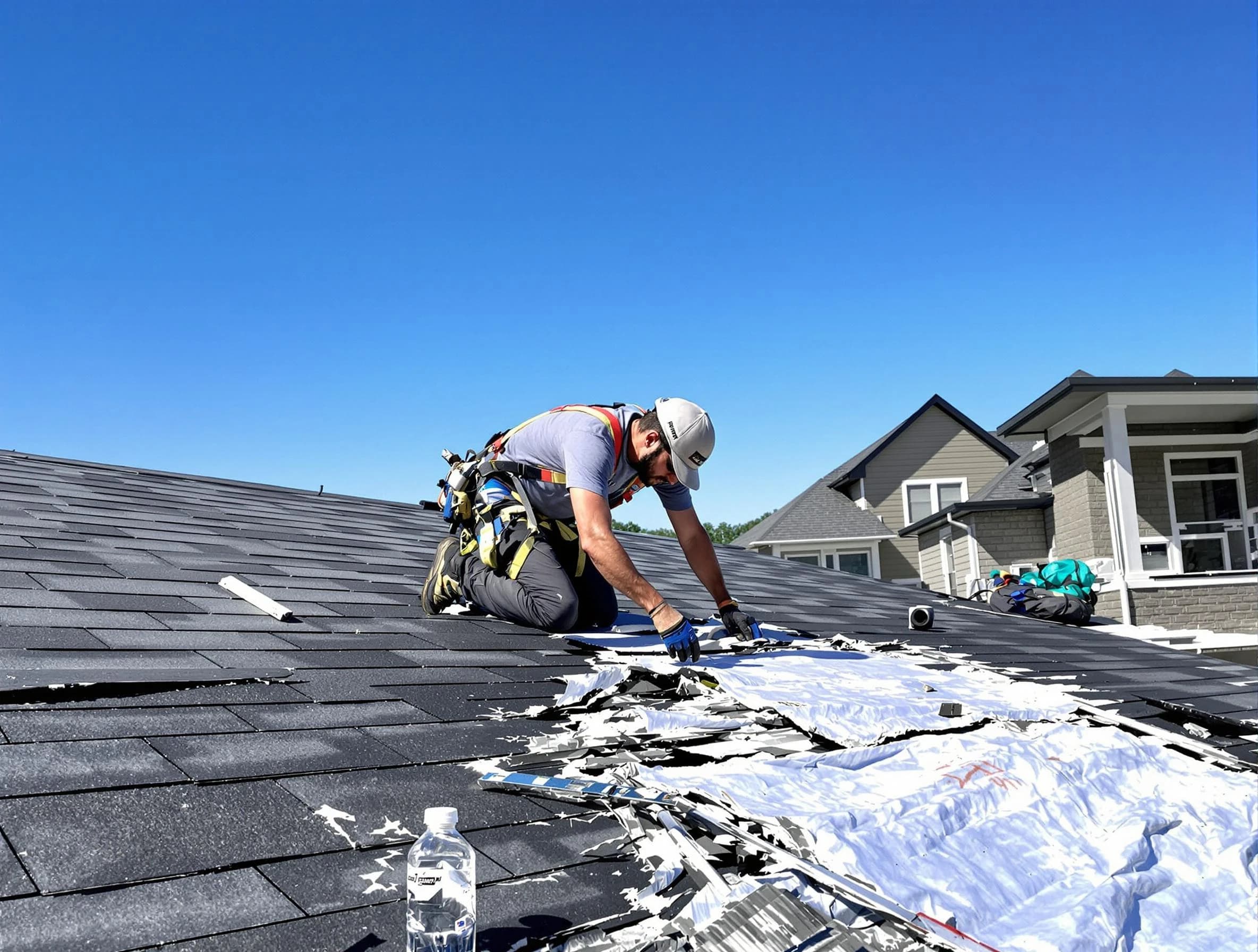 Willowick Roofing Company repairing a roof section in Willowick, OH