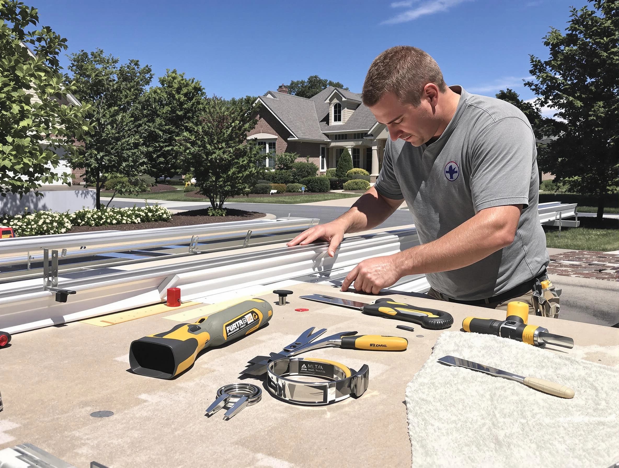 Freshly installed seamless gutter by Willowick Roofing Company in Willowick, OH