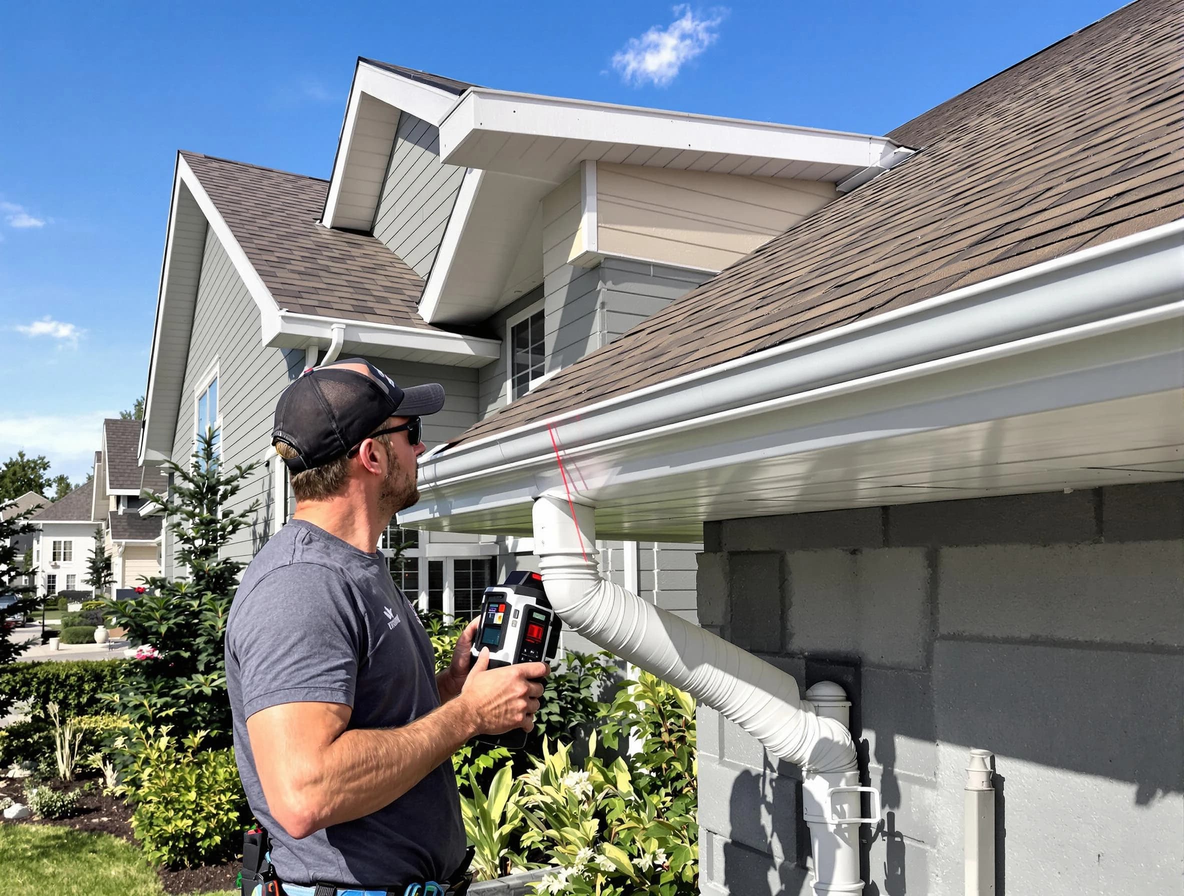 Willowick Roofing Company installing seamless gutters in Willowick, OH